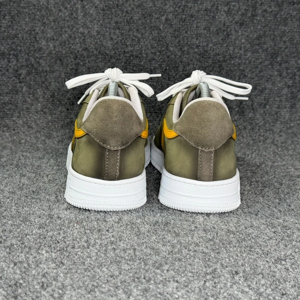 John Geiger GF-01 Sneakers Men's 8 Green Leather Gold Low Lace Retro Shoes